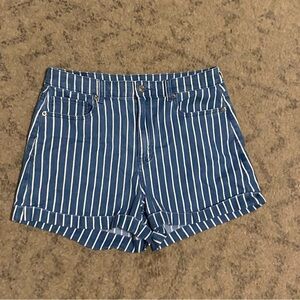 American Eagle Outfitters Blue and White Striped Jean Shorts